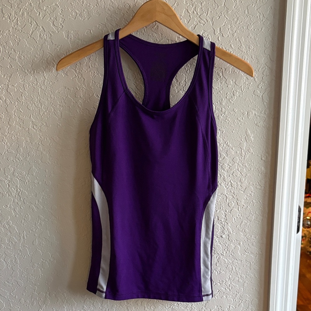 Danskin Now Purple Tank Top with White Stripes